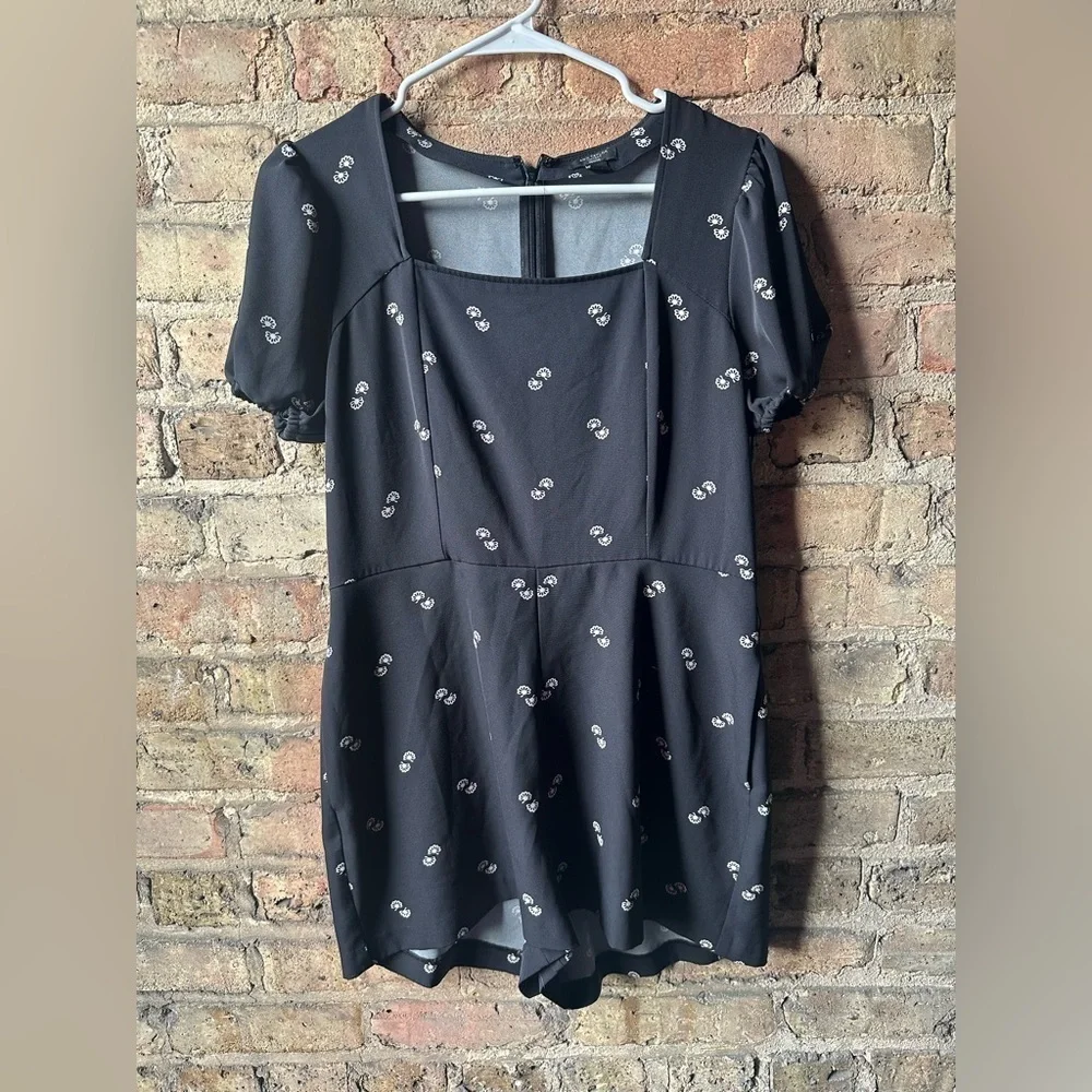 Ann Taylor Black and White Floral Romper